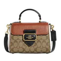 Túi Đeo Chéo Nữ Coach Morgan Top Handle Satchel In Colorblock CE569 Màu Nâu Khaki