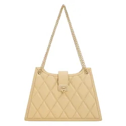 Túi Đeo Vai Nữ Charles & Keith CNK Cressida Quilted Trapeze Chain Bag 30151307 Màu Be