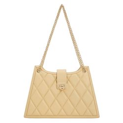 Túi Đeo Vai Nữ Charles & Keith CNK Cressida Quilted Trapeze Chain Bag CK2-30151307 Màu Be