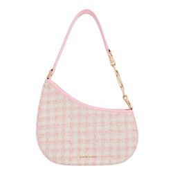 Túi Đeo Vai Nữ Charles & Keith CNK Tweed Asymmetrical Shoulder Bag Pink CK2-20160105-1 Màu Hồng