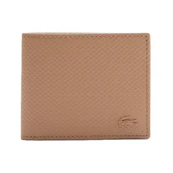 Ví Nam Lacoste Men's Chantaco Piqué Leather 3 Card Wallet NH2824CEJ07 Màu Nâu Sữa