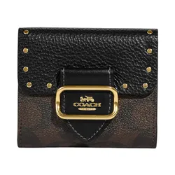 Ví Nữ Coach Small Morgan Wallet In Colorblock Signature Canvas With Rivets CF471 Màu Đen