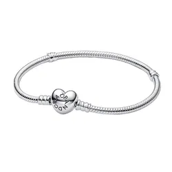 Vòng Đeo Tay Nữ Pandora Moments Heart Clasp Snake Chain Bracelet 590719 Màu Bạc Size 17