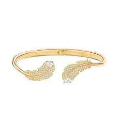 Vòng Đeo Tay Nữ Swarovski Nice Gold Feather Hinged Bangle 5505622 Size S
