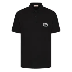 Áo Polo Nam Valentino Black With V Logo Signature Embroidered 3V3MH01K954 0NO Màu Đen Size S