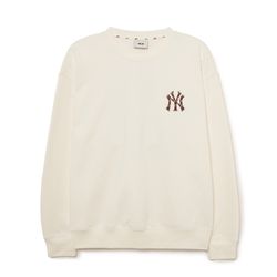 Áo Nỉ Sweater MLB Monogram Big Lux Overfit  New York Yankees 3AMTM1234-50CRS Màu Kem