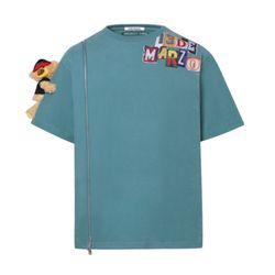 Áo Phông 13 De Marzo Clipping Logo Bear Zipper T-Shirt Bluefin Màu Xanh