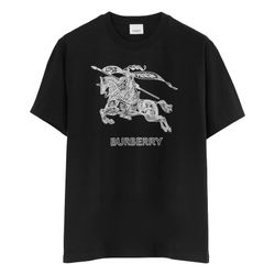 Áo Phông Nam Burberry Embroidered Ekd T-Shirt Màu Đen Size XXS