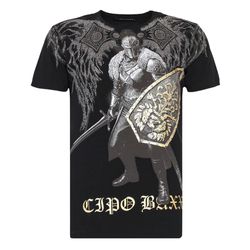 Áo Phông Nam Cipo & Baxx Warrior Mit Grafischem Print T-Shirt 1CI22O01M-A11 Màu Đen Size 46