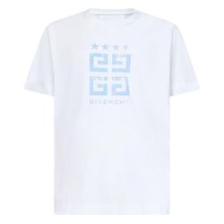 Áo Phông Nam Givenchy White With Logo Printed Tshirt BM716R3YEL100 Màu Trắng