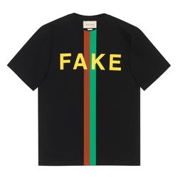 Áo Phông Nam Gucci Fake Not Printed Tshirt Màu Đen Size M
