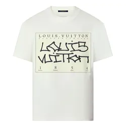 Áo Phông Nam Louis Vuitton LV Signature Print 1AAGMD TShirt Màu Trắng Size XS