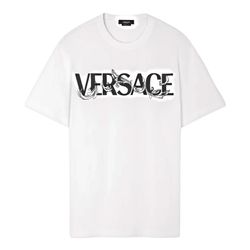 Áo Phông Nam Versace White Barocco Logo Printed Tshirt 1006974 1A04949 Màu Trắng