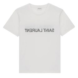 Áo Phông Nam Yves Saint Laurent YSL White With Reverse Logo Printed Tshirt 663278Y37AW9744 Màu Trắng