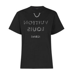 Áo Phông Nữ Louis Vuitton Print T-Shirt 1A84CL Màu Đen Size M