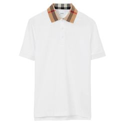 Áo Polo Nam Burberry Check Collar Cotton Shirt 80716211 Màu Trắng