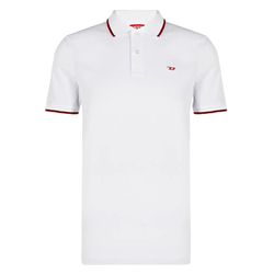 Áo Polo Nam Diesel White With Red Logo A03838 0JMAD/100 Màu Trắng