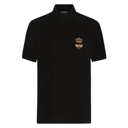 Áo Polo Nam Dolce & Gabbana D&G Black Crown Bee Embroidered G8LZ1Z G7WUR N0000 Màu Đen Size 50