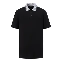 Áo Polo Nam Versace Logo Embroidered Pattern Shirt 1012260 1A08837 Màu Đen/Xám Size XS