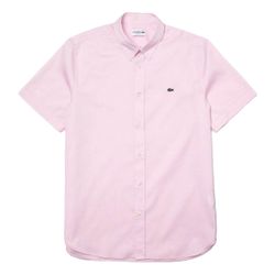 Áo Sơ Mi Nam Lacoste Men's Regular Fit Short Sleeve Cotton Shirt CH2944-00-ADY Màu Hồng Size 39