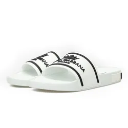 Dép Nam Dolce & Gabbana D&G Rubber Logo Slides CS1884AO23218B926 Màu Trắng Size 41