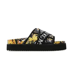 Dép Sandal Versace Jeans Couture Logo Baroque Slides 74YA3SM2ZS634G89 Màu Đen Vàng Size 42