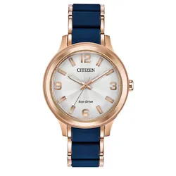 Đồng Hồ Nữ Citizen Eco-Drive Siliver Dial FE7073-71A AR Màu Trắng Phối Vàng Hồng