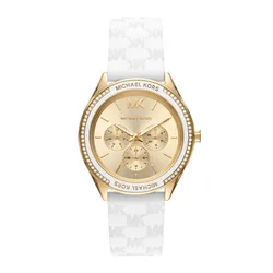 Đồng Hồ Nữ Michael Kors Oversized Jessa Silver-Tone And Embossed Silicone Watch MK7267 Màu Trắng