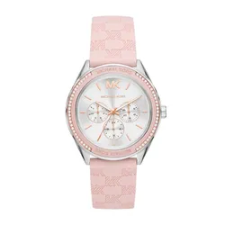Đồng Hồ Nữ Michael Kors Oversized Jessa Silver-Tone And Embossed Silicone Watch MK7268 Màu Hồng