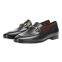Giày Lười Nữ Gucci Jordaan Leather Loafers Black Màu Đen Size 38