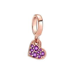 Hạt Vòng Charm Pandora Royal Purple Pave Tilted Heart Dangle Charm 789404C03 Màu Tím