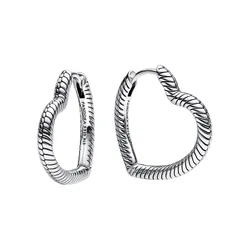 Khuyên Tai Nữ Pandora Moments Heart Charm Hoop Earrings 292236C00 Màu Bạc