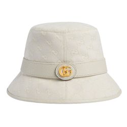 Mũ Gucci Canvas Bucket Hat Ivory 748476 4HG62 9078 Màu Trắng Kem Size S