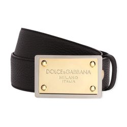 Thắt Lưng Nam Dolce & Gabbana D&G Black In Leather Belt BC4676 AY987 80999 Màu Đen Size 85