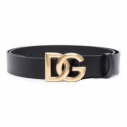 Thắt Lưng Nam Dolce & Gabbana D&G DG Logo Calf Leather Belt BC3624 B5382 Màu Đen Size 95