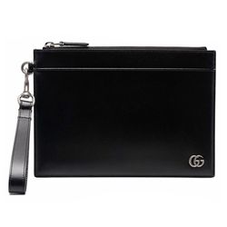 Túi Cầm Tay Nam Gucci Clutch GG Zipped Leather Cardholder Màu Đen