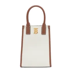Túi Đeo Chéo Nữ Burberry Canvas And Leather Micro Frances Màu Kem Nâu