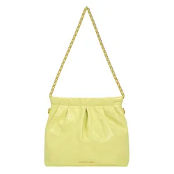 Túi Đeo Chéo Nữ Charles & Keith CNK Duo Chain Handle Butter 20671559 Màu Xanh Bơ Size M