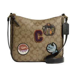 Túi Đeo Chéo Nữ Coach Ellie File Bag In Signature Canvas With Disco Patches C6919 Màu Nâu Đen