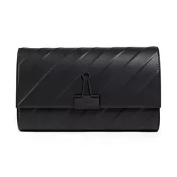 Túi Đeo Chéo Nữ Off-White Clipper Embossed Leather Wallet Màu Đen