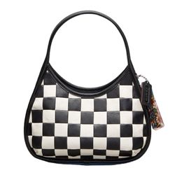Túi Đeo Vai Nữ Coach Ergo Bag In Checkerboard Upcrafted Leather CK535 Kẻ Caro Đen Trắng