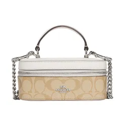 Túi Xách Tay Nữ Coach Train Case Crossbody In Signature Canvas CJ522 Màu Be