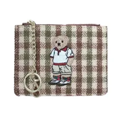 Ví Đựng Thẻ Nữ TTWN BEAR TT2449 Kẻ Nâu