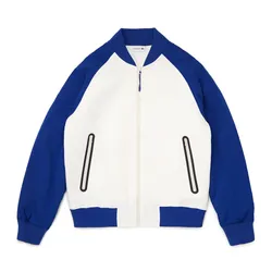 Áo Khoác Nỉ Nam Lacoste Men’s Quilted Sleeve Bimaterial Teddy Jacket BH7771 Màu Trắng Phối Xanh Dương Size 50