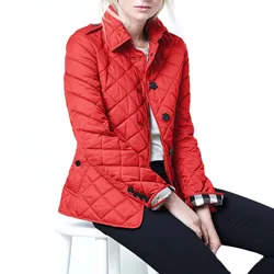 Áo Khoác Nữ Burberry Frankby Quilted Jacket Canvas Màu Đỏ