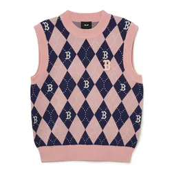 Áo Len MLB Vests Argyle Monogram Vest Boston Red Sox 3FKPM0334-43PKL Màu Hồng