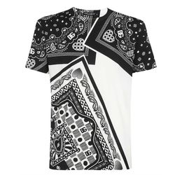Áo Phông Nam Dolce & Gabbana D&G Printed Patchwork T-Shirt G8KBATG7DDJS9000 Màu Trắng/Đen Size 44