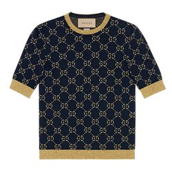 ao-phong-nu-gucci-navy-with-gg-lame-logo-printed-tshirt-526759-x9w83-4921-mau-xanh-phoi-vang