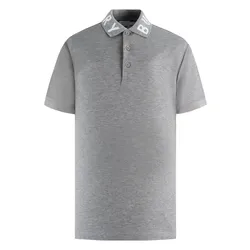 Áo Polo Nam Burberry Logo Neck Detail Shirt Màu Xám Size S