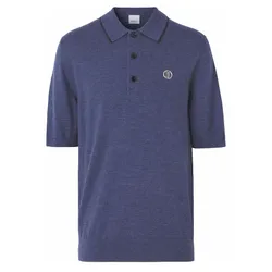 Áo Polo Nam Burberry Motif Wool Silk Cashmere Shirt Màu Xanh Đậm